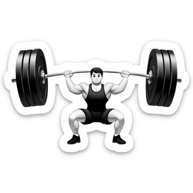 Powerlifting emblem featuring a stylized barbell with heavy weights, bold and strong font, dynamic lines, and muscular silhouette. Clean, modern, and impactful design, suitable for representing the strength and power of the sport. Transparent background. sticker