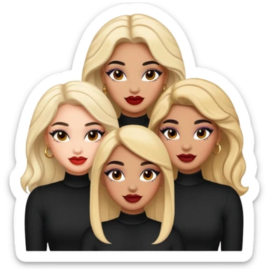 Boujy baddie best friends happy, trendy heavy makeup sticker