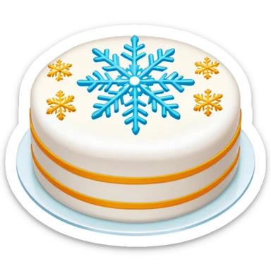 Snowflake cake thin round transparent dessert, simplified emoji style with bold outlines and bright colors, cartoon style Xuehua Gao Suzhou specialty sticker