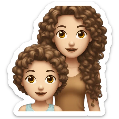 girl whit brown curly hair and white skin and with her black girl friend sticker