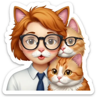 kissing cat + nerd sticker