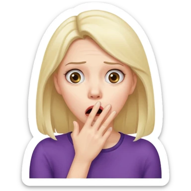 scared woman with her hand on mouth, different expression sticker