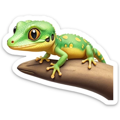 cinematic-cute-realistic gecko-portrait-emoji,-head-tilted-playfully-and-inquisitively,-featuring-a-small,-charming-body-with-smooth,-vividly-patterned-scales,-bright,-sparkling-eyes-and-delicate,-sticky-toe-pads,-simplified-yet-irresistibly-adorable sticker