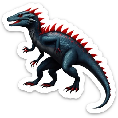 a dark gothic edgy reptilian croconaw-salandit-vernid-sergal-creature with splash patterns full body sticker