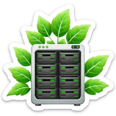 web hosting grow plan, server with green leaves sticker