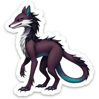 badass elegant wild beautiful natural badass futuristic epic exotic anthro modern furry cyborg-sergal-vernid-creature, full body, dark-brown-black-gradient pretty hair, with a long tufted tail, aesthetic, art by LiLaiRa, art by art by Falvie sticker
