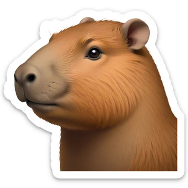 Cinematic Noble Capybara Portrait Emoji, Poised and serene, with a robust, rounded build and a distinctly capybara head featuring a broad, slightly flattened face, short snout and small, rounded ears, covered in soft, earthy fur and gentle, wise eyes, Simplified yet sharp and sophisticated features, highly detailed, glowing with a warm, natural glow, high shine, intelligent and calm, stylized with an air of understated authority, focused and attentive, soft glowing outline, capturing the essence of a watchful and confident capybara guardian that feels as though it could step out of the screen with effortless authority! sticker