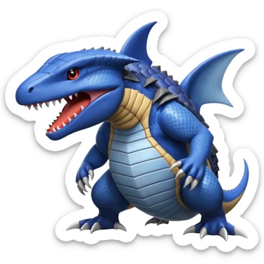 Hyperrealistic Garchomp-Gible-Gabite-fusion  sticker