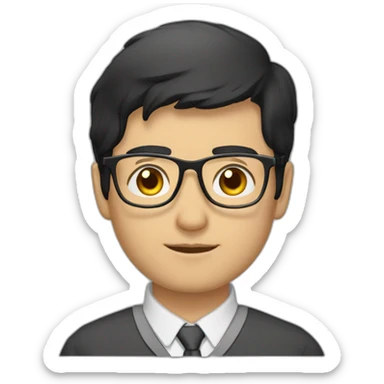 man-glasses-shortblackhair-teacher-kind-strict-Chinese sticker