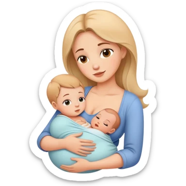 Mother tenderly breastfeeding baby, maternal bond sticker