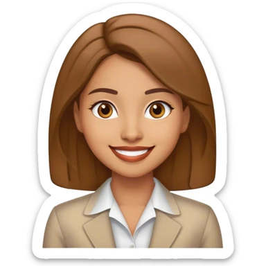 smiling latina girl, light brown skin, executive sticker