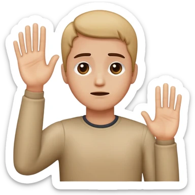 Sad face with one arm up and the other one in front  sticker