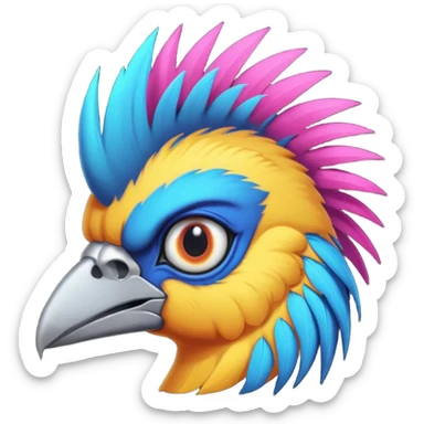 bird with piercings  and mohawk single vibrant colour  two eyes sticker