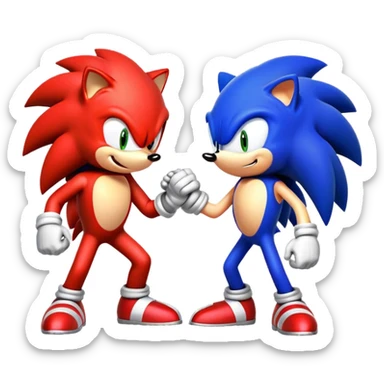 Sonic the Hedgehog and Knuckles the Echidna fist bumping sticker