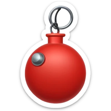 Simple bomb silhouette icon, round shape with short fuse, deep red flat vector, thin outline, minimalist design, transparent background, clean and bold, discord emoji format sticker