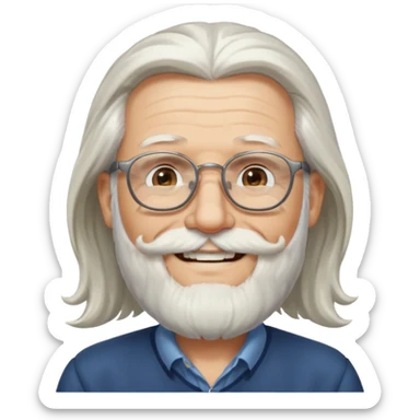 old man with long hair and beard wearing glasses  sticker
