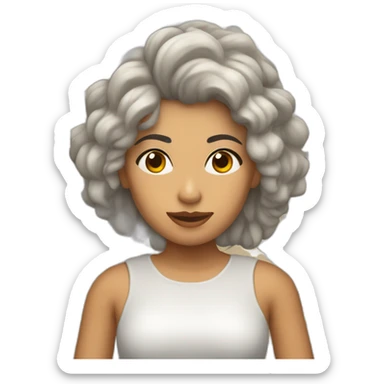 Chica rizada pelinegra blanca sticker