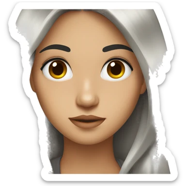 A beautiful girl with long black hair and brown eyes sticker