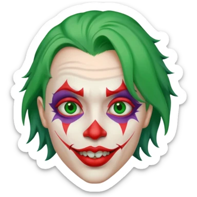crazy colorful human jolly joker, head only sticker