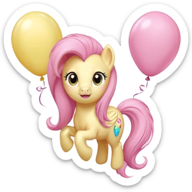fluttershy mlp pastel balloons floating above its mane. sticker