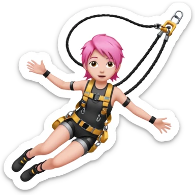 bungee jumping face with earrings pink hair flying away bungee jumo sticker