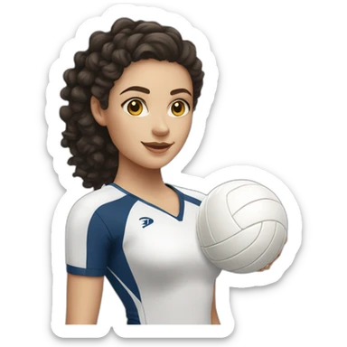 white girl whith dark curly hair playing volleyball sticker