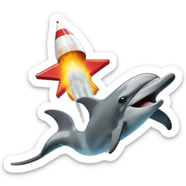dolphin transforming into a rocket  sticker