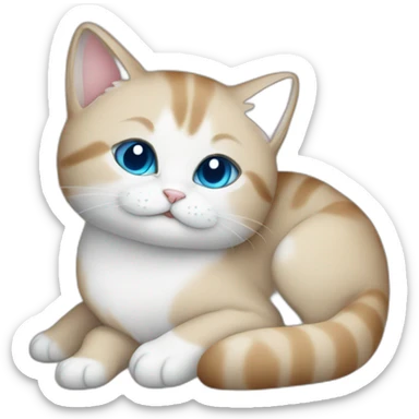 Extremely cute cat with blue eyes sleeping (full body cat) sticker