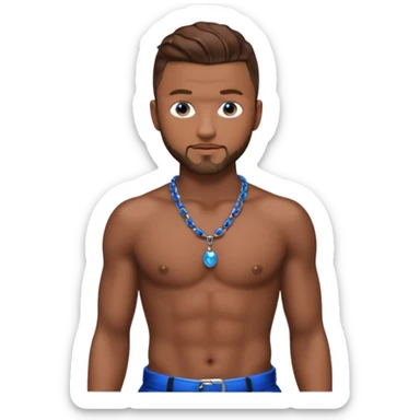 Justin Timberlake with brown hair, latex black baggy pants, shirtless with necklace, blue eyes  sticker