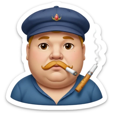 a fat dad with a cap and tattoos, with a cigarette in his mouth sticker