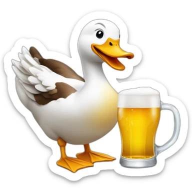 Un canard buvant une bière sticker