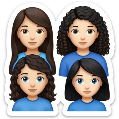 Algo de Disney y por detrás o delante pon a quatro chicas: una con el pelo largo rizado marrón , otra con el pelo muy corto negro, como un chico, otra con el pelo mediano liso marrón con ojos azulesy otra con el pelo negro largo liso . Es para el viaje sticker