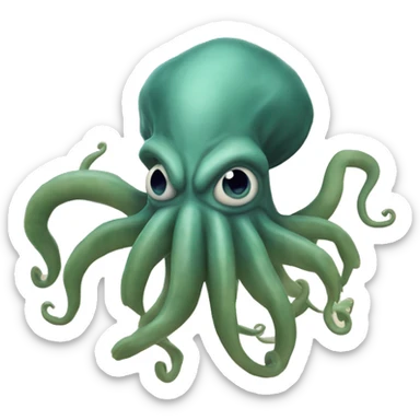 un kraken gigante con 8 tentáculos y ojos grandes sticker