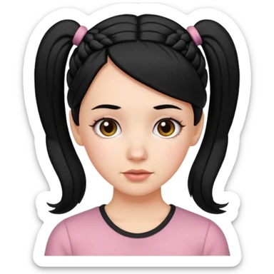 white girl with pig tails haircut black sticker