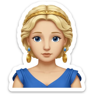 Ancient Roman woman with earrings and blonde hair, blue drees sticker