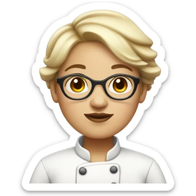 chubby chef girl with glasses and short hair light skin color sticker