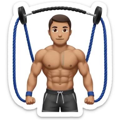 man doing ropes in a crossfit training sticker