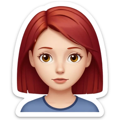 woman with straight dark red hair thin face cute sticker