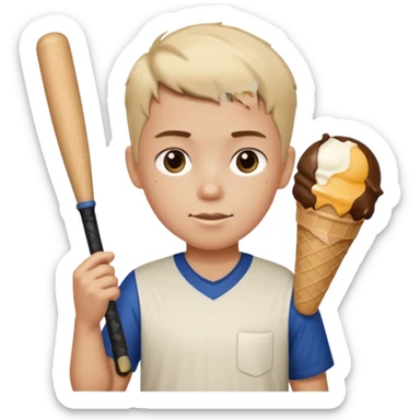 Make mason with a baseball bat ice cream cut hair  sticker