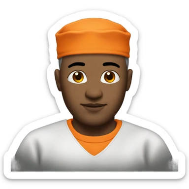 white American prisoner in an orange uniform. very realistic and detailed sticker