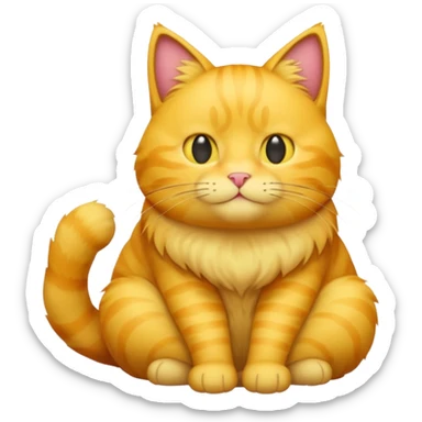 full body yellow cat loafed, with default apple man emoji as its HEAD sticker