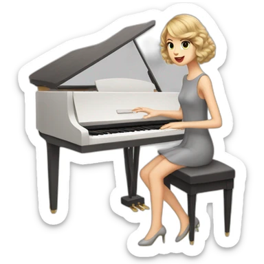 Taylor Swift with a grey dress and she playing piano sticker
