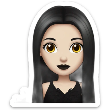 white girl with gothic makeup and long black hair sticker