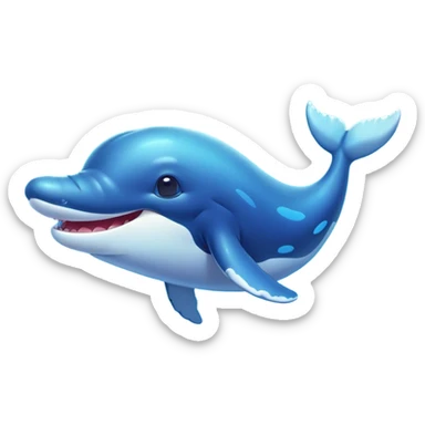 Cinematic Cute Humpback Whale Portrait Emoji, Head tilted playfully and inquisitively, featuring a softly rounded body with bright, sparkling eyes and an adorably expressive mouth, Simplified yet irresistibly adorable features, highly detailed, glowing with a warm, ocean-blue glow, high shine, affectionate and gentle, stylized with a touch of whimsical aquatic charm, soft glowing outline, capturing the essence of a friendly and endearing whale that seems as if it could sing its way into your heart! sticker