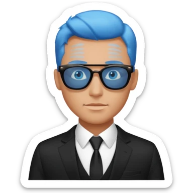 handsome man in sunglasses with blue eyes, wearing a black suit sticker