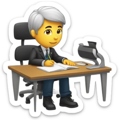 A schoolboy at his desk sticker