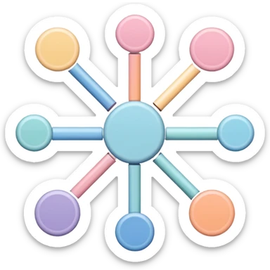 Can you create a picture for an AI LLM model router showing it as a hub connecting different LLMs? Make it pastel colored and abstract
 sticker
