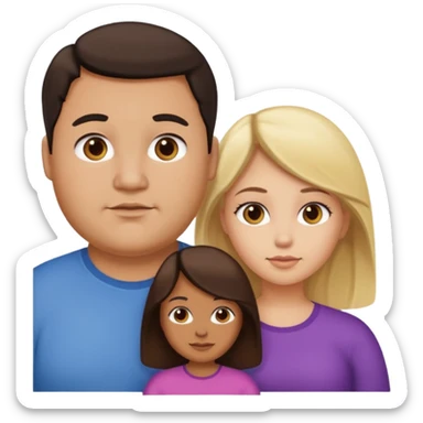 Familia de 4 personas : Hombre gordito pelo oscuro, Mujer pelo cafe, hija 1 pelo mono e hija 2 pelo oscuro. sticker