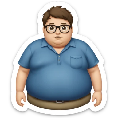 Hombre nerd obeso mórbido con la barriga saliendo de la camisa sticker