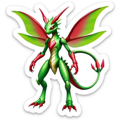  Cool Edgy Shiny Futuristic Ethereal Legendary Scizor-Digimon-Flygon-hybrid full body sticker